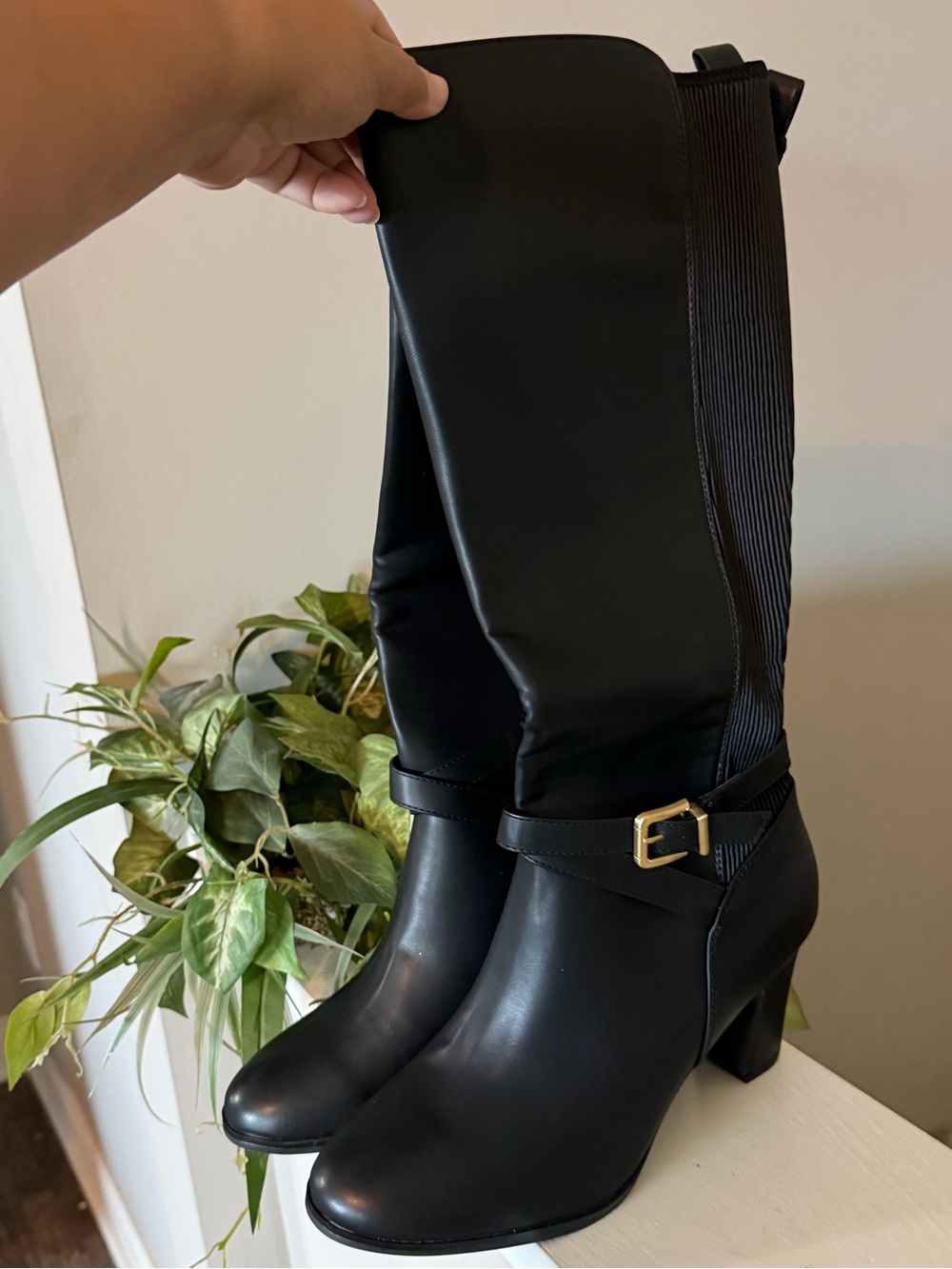 Brand New Women’s White Mountain Black Heeled Riding Boots with Buckle!!!🔥🔥🔥🔥